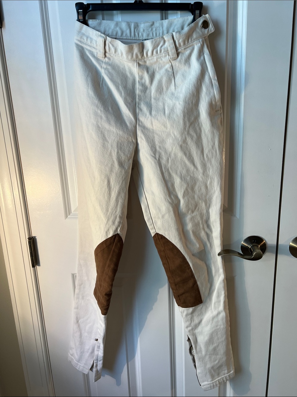 Crazy Horse Liz Claiborne Equestrian Riding Pants Sz 5/6 Cream Brown Knee Patch